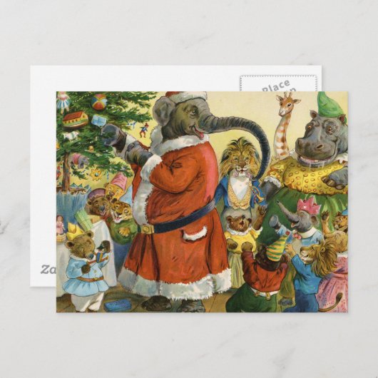 動物の国のクリスマス シーズンポストカード (正面/裏面)