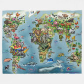 動物の地図フリースブランケット フリースブランケット (正面(横))