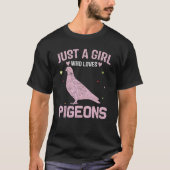 動物の女性は鳩が大好きな女の子 Tシャツ (正面)
