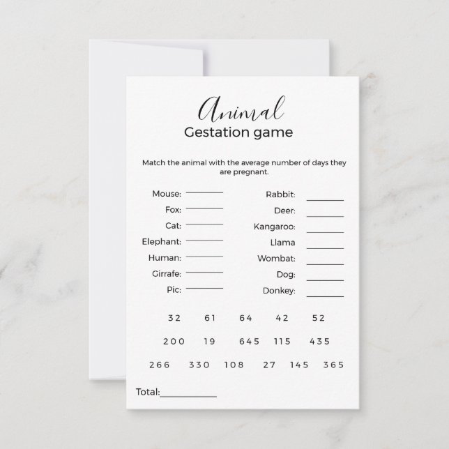 動物の妊娠ゲーム赤ちゃんシャワーゲーム (正面)