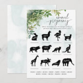 動物の妊娠 赤ちゃんシャワーゲーム 招待状 (正面/裏面)
