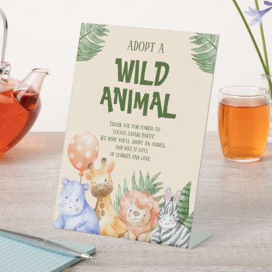 動物の子ども達のサファリ誕生日を採用する 台座サイン (インサイチュ)