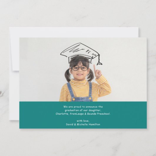 動物の子供の幼稚園の写真卒業のお知らせ 招待状 (裏面)