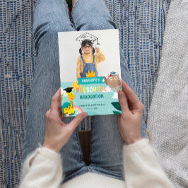 動物の子供の幼稚園の写真卒業のお知らせ 招待状