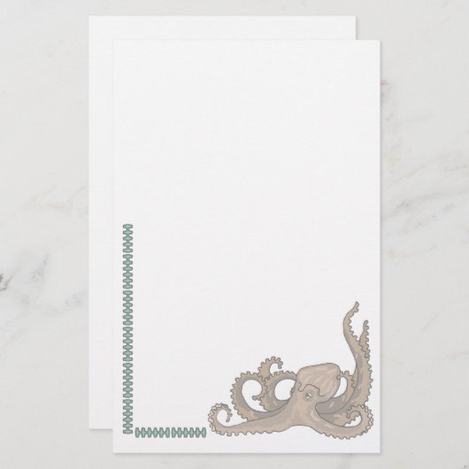 動物の定置型ペット愛好家タコ定置型 便箋 (正面/裏面)