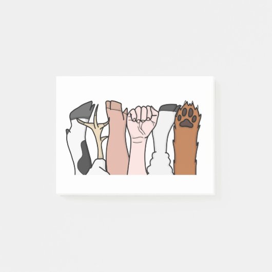 動物の平等の握りこぶし ポストイット (正面)