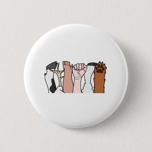 動物の平等の握りこぶし 缶バッジ (正面)