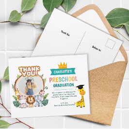 動物の幼稚園の写真卒業ありがとう ポストカード