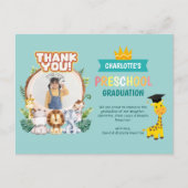 動物の幼稚園の写真卒業ありがとう ポストカード (正面)