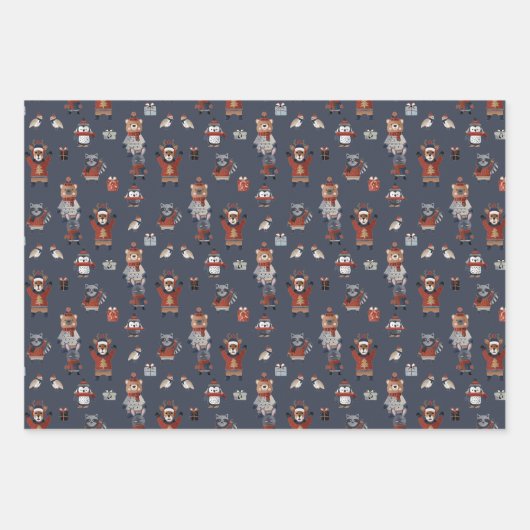 動物の形に見える醜いクリスマスの汗 ラッピングペーパーシート (正面3)