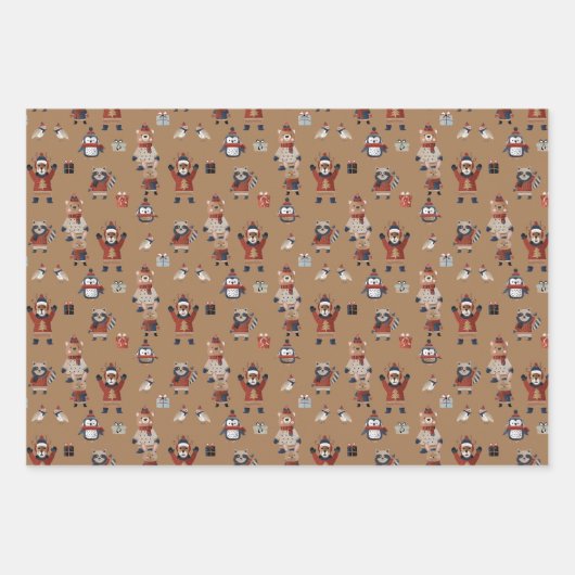 動物の形に見える醜いクリスマスの汗 ラッピングペーパーシート (正面2)