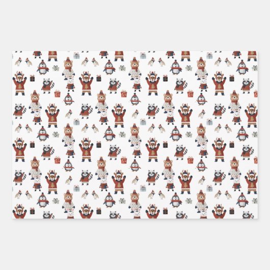 動物の形に見える醜いクリスマスの汗 ラッピングペーパーシート (正面)