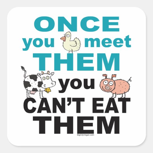 動物の思いやり スクエアシール (正面)