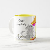 動物の慈善Mug熱狂するな犬の女性への収入 ツートーンマグカップ (正面左)