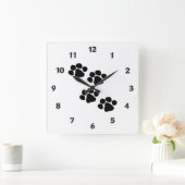 動物の手のプリント スクエア壁時計 (ホーム)