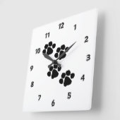 動物の手のプリント スクエア壁時計 (傾斜)