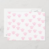 動物の手のプリント。ライトピンクとホワイトパターン。 ポストカード (正面/裏面)