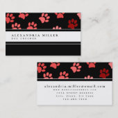 動物の手のプリント |白黒とピンク 名刺 (正面/裏面)