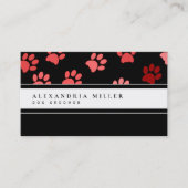 動物の手のプリント |白黒とピンク 名刺 (正面)