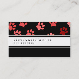 動物の手のプリント |白黒とピンク 名刺