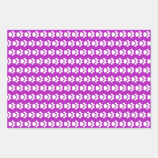 動物の手の包装紙パープルピンクセット3 ラッピングペーパーシート (正面2)