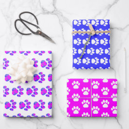 動物の手の包装紙フラットシートセット3 ラッピングペーパーシート