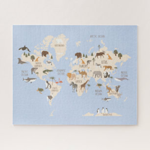 動物の描かれた世界地図 ジグソーパズル