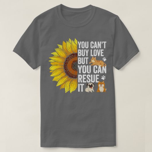 動物の救助ひまわりの花を救出できる Tシャツ (デザイン正面)