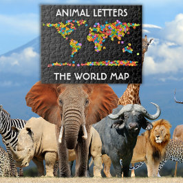 動物の文字の世界地図アルファベット ジグソーパズル