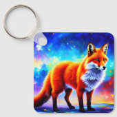 動物の明るい抽象フォックスカラフル キーホルダー (正面)
