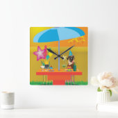 動物の柱時計- 2のためのパーティー スクエア壁時計 (ホーム)