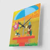 動物の柱時計- 2のためのパーティー スクエア壁時計 (傾斜)