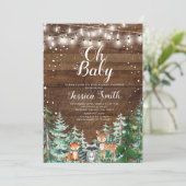 動物の森の松の木オベビー赤ちゃんシャワー 招待状 (スタンド正面)