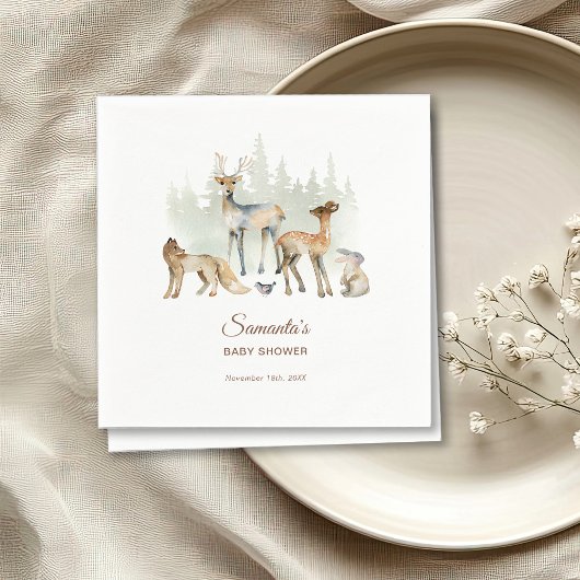 動物の森の森の赤ちゃんシャワー スタンダードカクテルナプキン