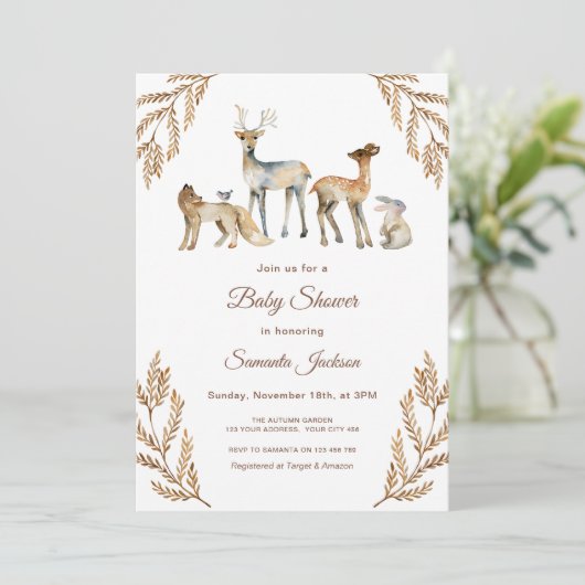 動物の森の森の赤ちゃんシャワー 招待状 (スタンド正面)