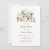 動物の森の森の赤ちゃんシャワー 招待状 (正面)