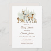 動物の森の森の赤ちゃんシャワー 招待状 (正面/裏面)