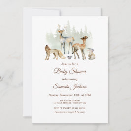 動物の森の森の赤ちゃんシャワー 招待状