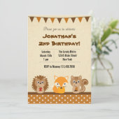 動物の森林誕生日のパーティの招待状 招待状 (スタンド正面)