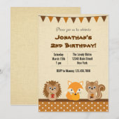 動物の森林誕生日のパーティの招待状 招待状 (正面/裏面)
