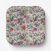 動物の模様のバラ ペーパープレート (正面)