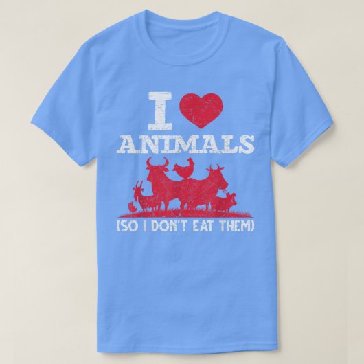 動物の権利は動物が好きだから持食べっていない Tシャツ (デザイン正面)