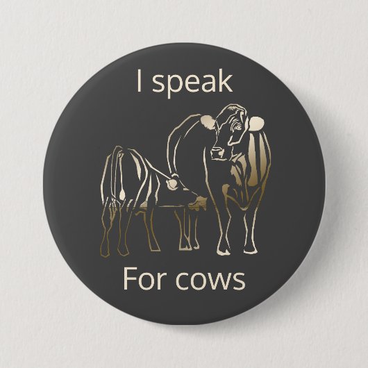動物の権利(話牛の場合)ピンボタン 缶バッジ (正面)