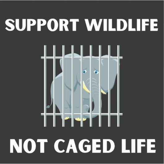 動物の権利、野生動物をサポートし、ケージライフではない シール (正面)