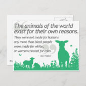 動物の権利 – Alice Walker引用文デザイン ポストカード (正面/裏面)