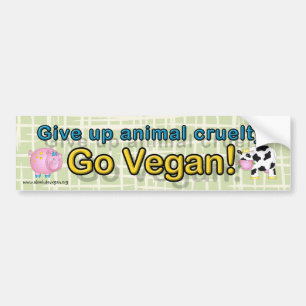 "動物の残酷をビーガン行きます牛及びブタを持つ"与えて下さい バンパーステッカー