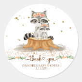 動物の毛皮ラクーン家族ありがとう ラウンドシール (正面)