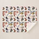 動物の水彩模様 シェルパブランケット (正面(横))