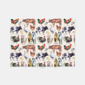 動物の水彩模様 フリースブランケット (正面(横))