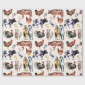 動物の水彩模様 ラッピングペーパー (フラット)